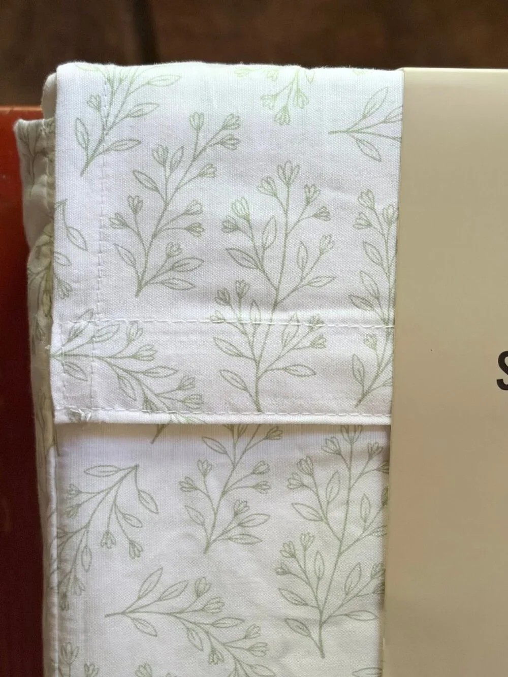 Martha Stewart Queen Size GRACIE FLORAL GREEN Cotton Percale Sheet Set